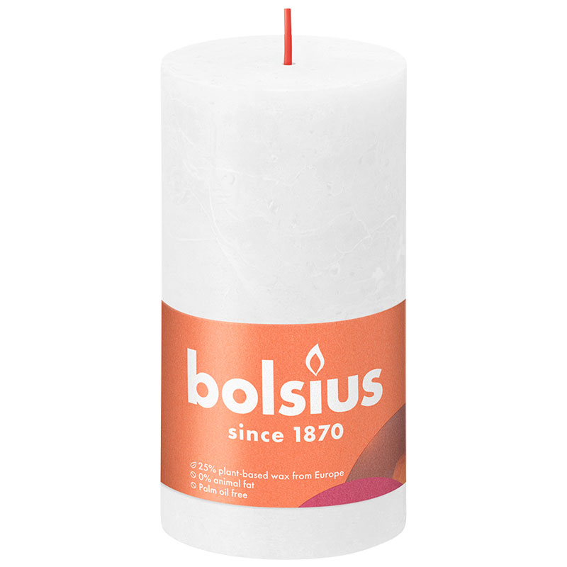 Bolsius Rustikkerze Shine 130/68 Wolkiges Weiß